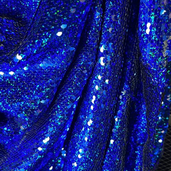 NWT House of CB London Gisele Blue Sequin Draped Strapless Mini Dress XS - Picture 8 of 13